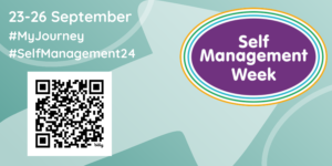 Logo for Self Management Week 24 with QR Code