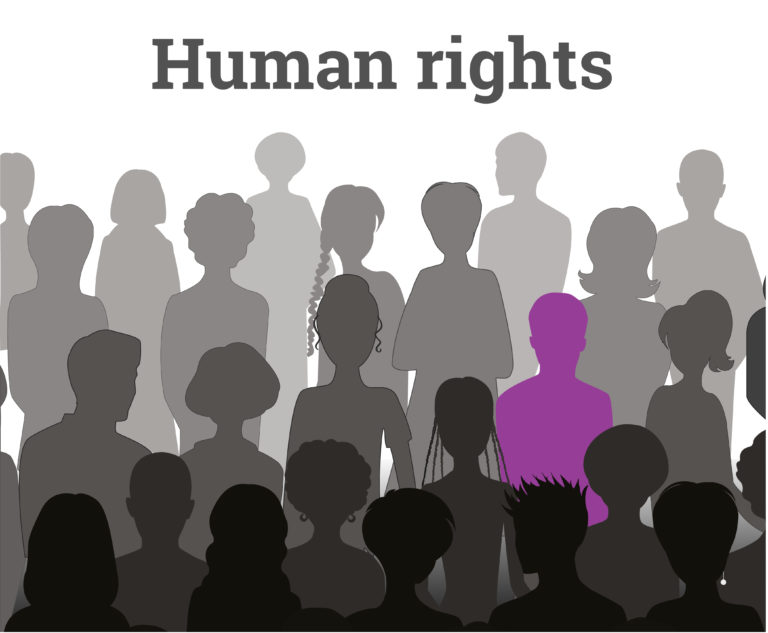 Picture of shadows of people with the words 'human rights'