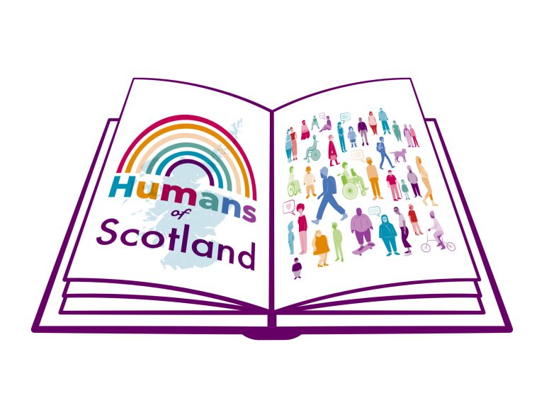 Book with Humans of Scotland logo