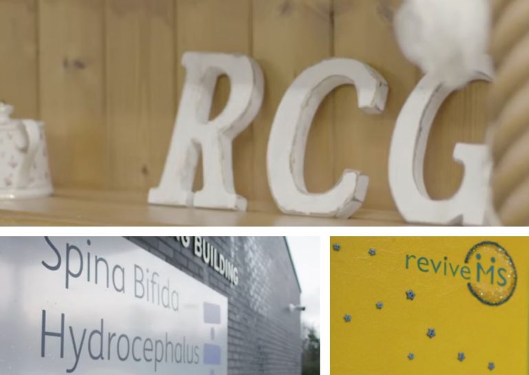 Stills from three videos with logo of each organisation.