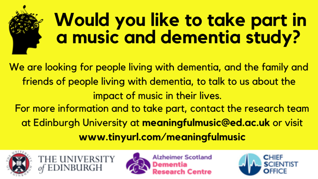Would you like to take part in a music and dementia study?