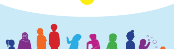 Colourful graphic of a group of children.