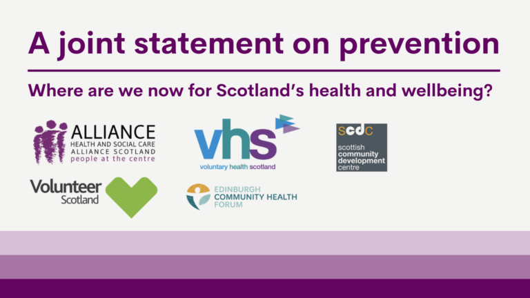Graphic reading: 'A joint statement on prevention: Where are we now for Scotland’s health and wellbeing?'